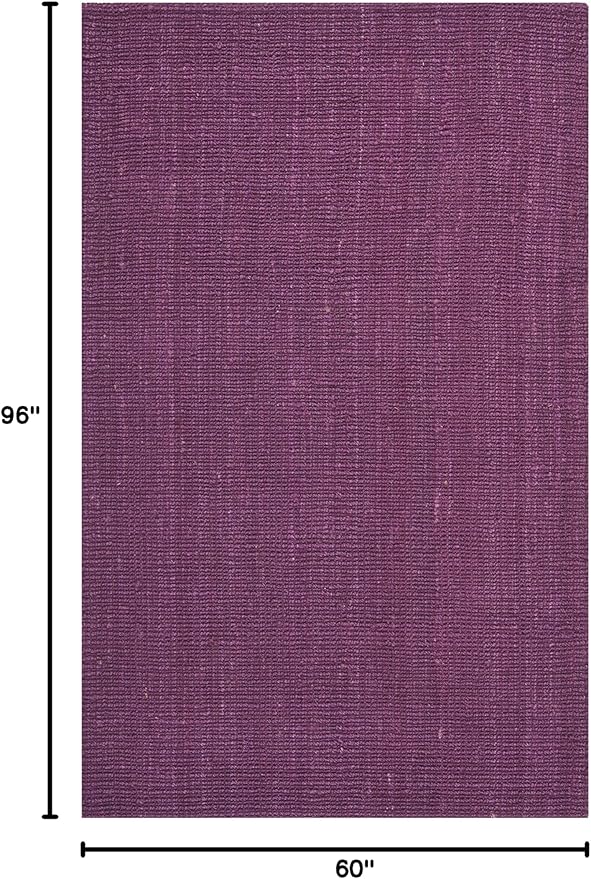 SAFAVIEH Area Rug 5x8 - Natural Fiber Collection - Purple, Handmade Jute, Farmhouse Style, Chunky Textured Thick Pile (NF447B)