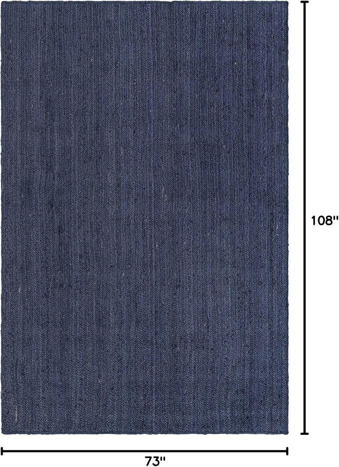 Unique Loom Braided Jute Collection Area Rug - Dhaka (6' 1" x 9' Rectangle, Navy Blue)