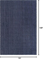 Unique Loom Braided Jute Collection Area Rug - Dhaka (6' 1" x 9' Rectangle, Navy Blue)