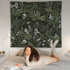 WNAGT Deep Green Floral Botanical Tapestry Wall Hanging, Cottage Core Decor, Vintage Fern Leaf Plant Flower Wall Blanket Decor for Home Bedroom Living Room, 50x60 Inch
