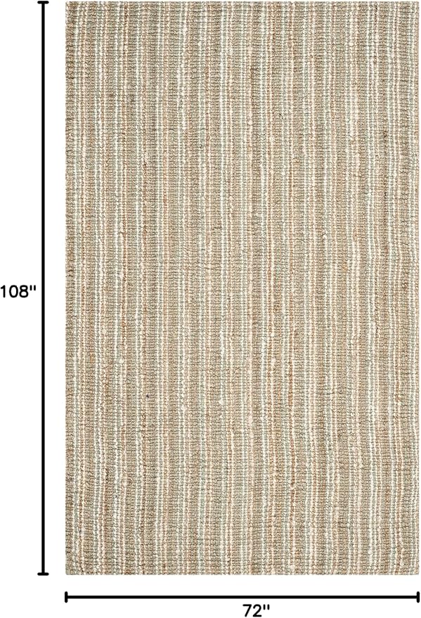 SAFAVIEH Area Rug 6x9 - Natural Fiber Collection - Sage & Natural Brown, Handmade Jute, Farmhouse Style, Chunky Textured Thick Pile (NF447S)