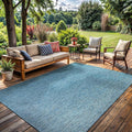 Washable Indoor Outdoor Rug Weather Resistant Carpet Modern Solid for Porch Deck Balcony Backyard Patio Rug 5x7 Aqua Blue