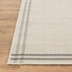 Easy Jute Rugs 4x6 Bordered Bone Color Living Room Indoor Outdoor Area Rug for Patio and Kitchen Rug High Traffic Washable Easy to Clean Solid Boho Woven Design Outside Carpet (4 x 6)