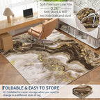 GarveeHome Large 8x10 Washable Rugs for Living Room Abstract Rug Swirl Marble Patterned Carpet, Low-Pile Non Slip Easy Cleaning Rug Neutral Modern Carpet for Bedroom Dining Room Farmhouse Office,Brown