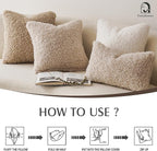 Foindtower Set of 2 Curly Teddy Wool Pillow Covers Decorative Boucle Textured Lumbar Throw Pillow Faux Fur Pillowcases Sheepskin Cushion Case for Sofa Bedroom Car 12"x20" Light Khaki
