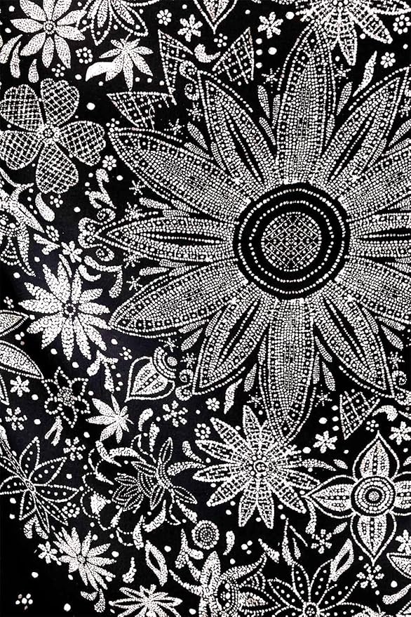 Neasow Bohemian Tapestry Wall Hanging,Black and White Floral Tapestry with Dotted Daisy Medallion Print Bedroom Boho Hippie Home Decor, 70×90 inches