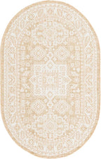 Rugs.com Outdoor Aztec Collection Rug – 3' x 5' Oval Natural Flatweave Rug Perfect for Living Rooms, Large Dining Rooms, Open Floorplans