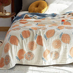 Scientific Sleep Lemon 100% Cotton Muslin Blanket Throw Cover for Bed Couch Sofa Cozy Soft Reversible Bedding Blanket Quilt Bedspread Coverlet Twin 60 in x 80 in