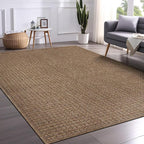 Beverly Rug Easy Jute Natural Rug 6x9 Solid Washable Durable Outdoor Indoor Area Rugs for Living Dining Room Patio Office Stain Resistant Non Shedding Casual Indoor Outside Carpet (6 x 9 Natural)