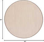 SAFAVIEH Area Rug 8' Round - Natural Fiber Collection - Marble & Khaki, Sisal, Woven Design with Border (NF143E)