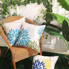 DFXSZ Blue Army Green Outdoor Pillow Covers Set of 2 16X16 Inch Teal Floral Elegant Polyester Flower Pillow Case Outdoor Waterproof Decor for Patio Funiture Garden Linen Cushion Covers 01C16