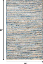 SAFAVIEH Cape Cod Collection Area Rug - 5' x 8', Natural & Blue, Handmade Flat Weave Jute, Ideal for High Traffic Areas in Living Room, Bedroom (CAP250A)