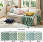 Bedsure Double-Side Striped Throw Pillow Covers 18x18 Set of 2, Spring Fluffy Sage Green Soft Decorative Pillow Covers, Home Decor for Couch Sofa Living Room Bedroom