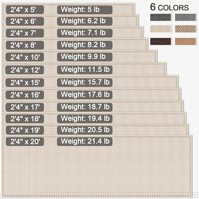 8FT Laundry Rug Runner Mat Non Slip, Rubber Backed Kitchen Sink Rug Carpet Mat, Absorbent Hall Floor Runner Rug, Beige