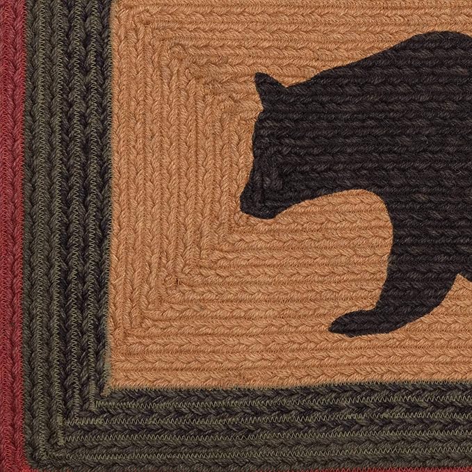 VHC Brands Wyatt Stenciled Bear Jute Rug Rect w/Pad 20x30
