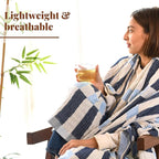 Folkulture Throw Blanket for Couch 50" x 60" |100% Recycled Cotton, Lightweight Throw Blanket for Chair, Couch, Sofa, Bed | Guest Room Must Haves Boho Blanket | Winter Blue
