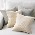 Topfinel Neutral Throw Pillow Covers for Couch,Boho Cozy Soft Cushion Covers Set of 4 with Corduroy,Nordic Accent Pillowcases for Sofa,Bed,Living Room Home Decor 18×18 Inch (Cream,White)