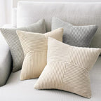 Topfinel Neutral Throw Pillow Covers for Couch,Boho Cozy Soft Cushion Covers Set of 4 with Corduroy,Nordic Accent Pillowcases for Sofa,Bed,Living Room Home Decor 18×18 Inch (Cream,White)
