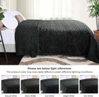 Superior Fleece Boho Jacquard Blanket, Decorative Blankets for Bedroom, Sofa, Fuzzy, Plush, Fluffy, Soft, Cute Room Decor, Beautiful Cover, Comfort Essentials, Arctic Collection, Full/Queen, Black