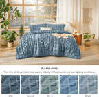 Bedsure Tufted Boho Comforter Set King Size - Grayish Blue Boho Bed Set, GentleSoft™ 3 Pieces Farmhouse Shabby Chic Embroidery Bedding, Gifts for Woman, Soft Jacquard King Comforter for All Seasons