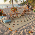HUGEAR 4x6 Jute Outdoor Indoor Checkered Rug Washable Linen Textured Weave High Traffic Stain Resistant Non Slip Durable Carpet for Livingroom Patio Deck Balcony Courtyard (Rainbow, 4' x 6')