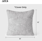 AELS Boho Decorative Textured Throw Pillow Covers 18x18, Modern Mid Century Rainbow Tufted Pillow Case, Farmhouse Rustic Geometric Woven Cushion Case for Bed Couch Sofa, Light Gray