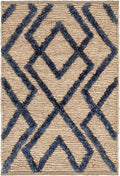 Dash & Albert Marco Navy Jute Soumak Handwoven Rug, 2.5 X 8 Feet, Blue Geometric Pattern