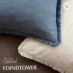 Foindtower Set of 2 Decorative Linen Fringe Throw Pillow Covers Cozy Farmhouse Cushion Cover with Tassels Accent Pillowcase for Couch Chair Sofa Bed Living Room Home Decor,24×24 Inch,Dark Blue