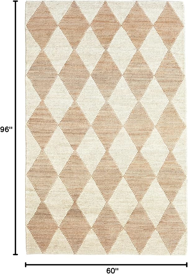 Dash & Albert Harwich Natural Handwoven Jute Rug, 5 X 8 Feet, Tan Geometric Pattern