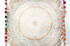 CRAFT KALA Gold Large Hippie Mandala Meditation Floor Ottoman Pillow Cushion Pouf Cover Square Poufs Bohemian Circle Floor Cushion Case Outdoor Fireplace Yoga Living Room Decor Cover 18" Square