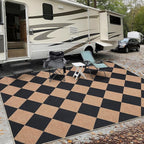 GarveeHome Easy Jute 8x10 Area Rugs for Living Room Checkered Rugs Machine Washable Non-Slip Backing Indoor Outdoor Carpets for Farmhouse Dining Room Nursery Patio Black Tan
