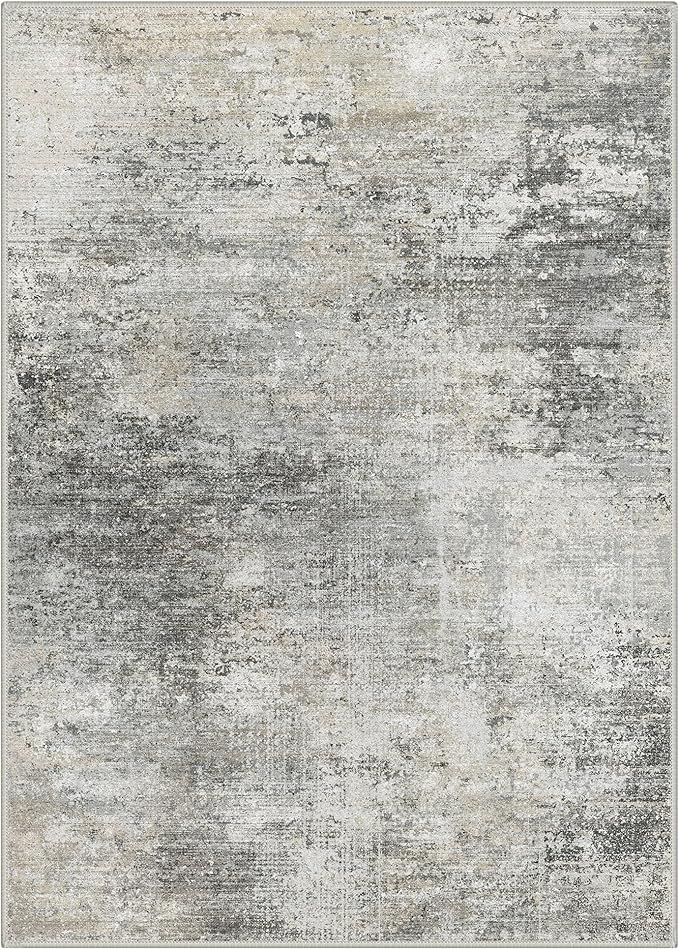 GENIMO Washable Rugs 5x7 Area Rugs for Living Room Bedroom, Modern Lightweight Rug Ultra Soft Indoor Area Rugs 5x7 for Dining Room, Low Pile Carpet with Non Slip Backing, Mist Grey