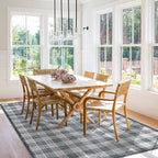 GarveeHome Machine Washable Area Rugs 8x10, Stain Resistant Non Slip Backing Low-Pile Checkered Rug Indoor Outdoor Carpet for Living Room Office Bedroom Dining Room Nursery Grey