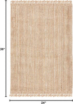 SAFAVIEH Natural Fiber Collection 2' x 3' Natural NF809A Handmade Woven Fringe Jute Entryway Living Room Foyer Bedroom Accent Rug
