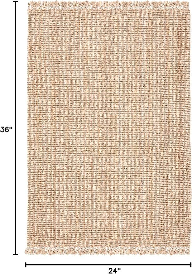 SAFAVIEH Natural Fiber Collection 2' x 3' Natural NF809A Handmade Woven Fringe Jute Entryway Living Room Foyer Bedroom Accent Rug