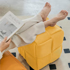 Ottoman Foot Rest Soft and Comfortable Ottoman Square Corduroy Woven Design Sofa Stool (Yellow)