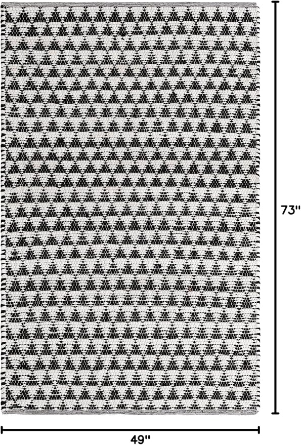 Unique Loom Chindi Jute Collection Area Rug (4' 1" x 6' 1" Rectangle, White Black)
