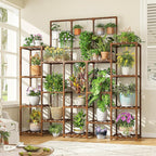 EnHomee Tall Plant Stand, 14 Tiers Indoor Plant Stand for Multiple Plants Pot, Wood Plants Shelves for Living Room, Patio, Balcony, Yard, Garden, 11.8''D×56''W×63''H