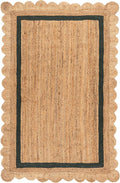 SAFAVIEH Area Rug 4x6 - Natural Fiber Collection - Natural & Dark Green, Handmade Jute, Ideal for Living Room, Bedroom, Dining Space (NF896Y)