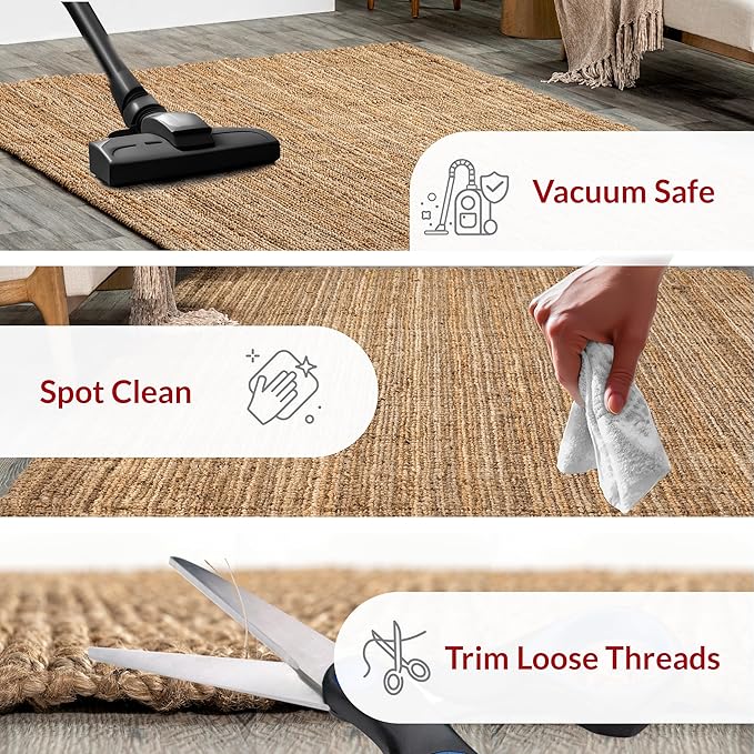 Nuloom Ashli Hand Woven, Natural, 4' x 6', Farmhouse, Jute, Soft and Textured, High Traffic, Stain Resistant, Easy Clean, Durable Area Rug for Bedroom, Living Room, Dining, Den, Foyer, Entryway