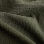 FOSSA Muslin Blanket with Fringe - 4-Layer 100% Cotton Gauze Super Soft & Breathable Throw -Lightweight Decorative Cooling Blanket for Bed, Sofa, Office (Olive Green, King (104" × 90"))