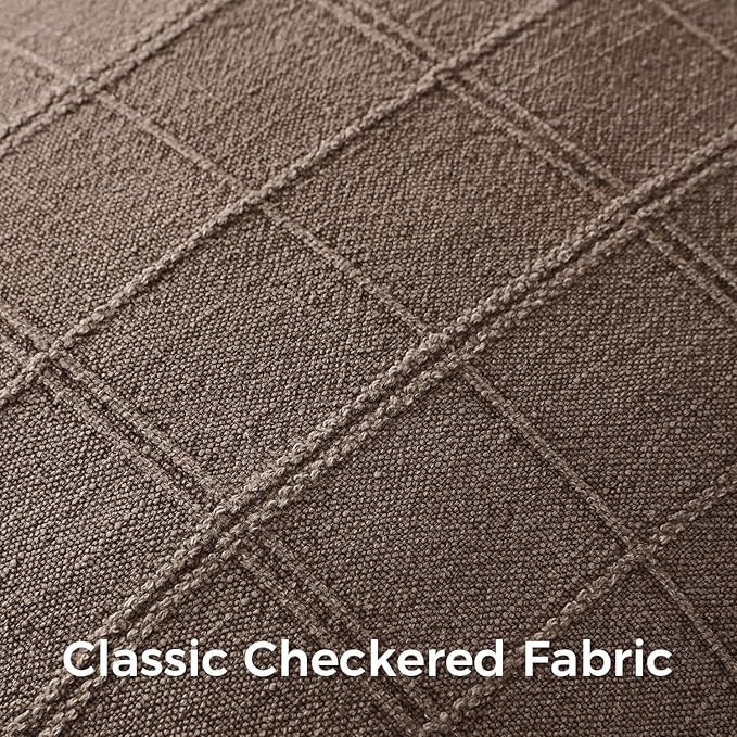 Woaboy Linen Check Throw Pillow Covers Brown Farmhouse Modern Boho Vintage 18x18 Inch Set of 2 Decorative Cushion Covers for Sofa Couch Bedroom Living Room Home Decor