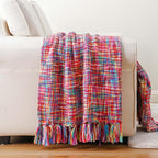 BATTILO HOME Multicolor Throw Blanket for Couch, Colorful Afghan Throw Blanket for Spring, Indoor Outdoor Throw for Home Decor, 50"x60"