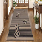 Tangsoo Easy Jute Rug 2x6 Washable Runner Rug for Hallways,Non-Slip Thin Black Outdoor Rug,Modern Farmhouse Rainbow Floor Carpet for Kitchen Laundry Bedroom Living Room Entryway
