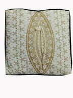 Gold Mandala Barmeri Large Floor Pillow Cover Cushion Meditation Seating Ottoman Throw Cover Hippie Decorative Zipped Bohemian Pouf Ottoman Poufs, Pom Pom Pillow Cases (White Gold, 24" Square)