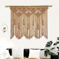 Youngeast Large Macrame Wall Hanging Boho Woven Tapestry Bohemian Macrame Wall Decor Handmade Tassel Tapestry Home Decoration for Bedroom Living Room 39"X31" (Wood Dowels Not Included) (Khaki)