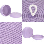 Sea Team Round Cotton Rope Storage Basket with Lid, Decorative Woven Storage Bin, Pot, Caddy, Organizer, Container for Snacks, Towels, Plants, 13 x 5.5 Inches (Large, Shallow, Lavender)