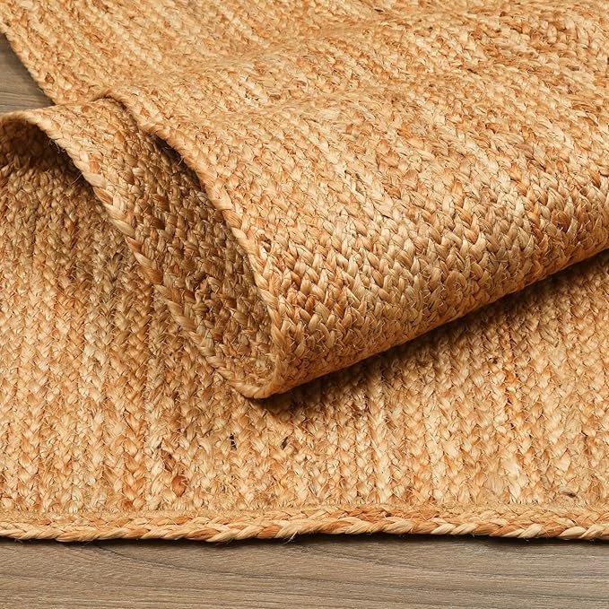 Hand Woven Jute Area Rug - 2' x 8' Feet - Rustic Beige Reversible Rectangular Rugs for Bedroom, Kitchen, Living Room - Vintage Natural Braided Entry Floor Décor Boho Jute Rug 24 X96 Inches
