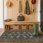 Floral Kitchen Runners - 2x5 Runner Rug for Hallway Bathroom Laundry Room Bedroom Beside Bed Entryway, Boho Birds Leaves Patterned Non Slip Low Pile Washable Rugs