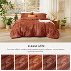 Bedsure Tufted Boho Comforter Set Queen Size - Terracotta Boho Bed Set, GentleSoft™ 3 Pieces Farmhouse Shabby Chic Embroidery Bedding, Gifts for Woman, Soft Jacquard Queen Comforter for All Seasons